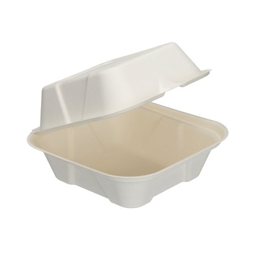 6" Square Bagasse Burger Box
