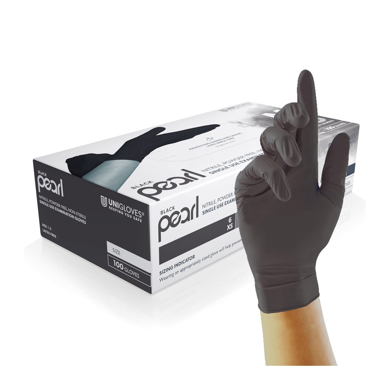Pearl Nitrile Powder Free Gloves - Black